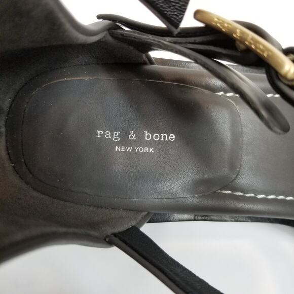 Rag & Bone Fallon Women's Dark Gray Black Leather Sandals Size 41 / 11 - Picture 8 of 14